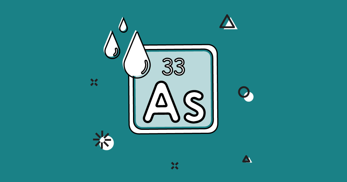 Illustration of Arsenic element with water droplets